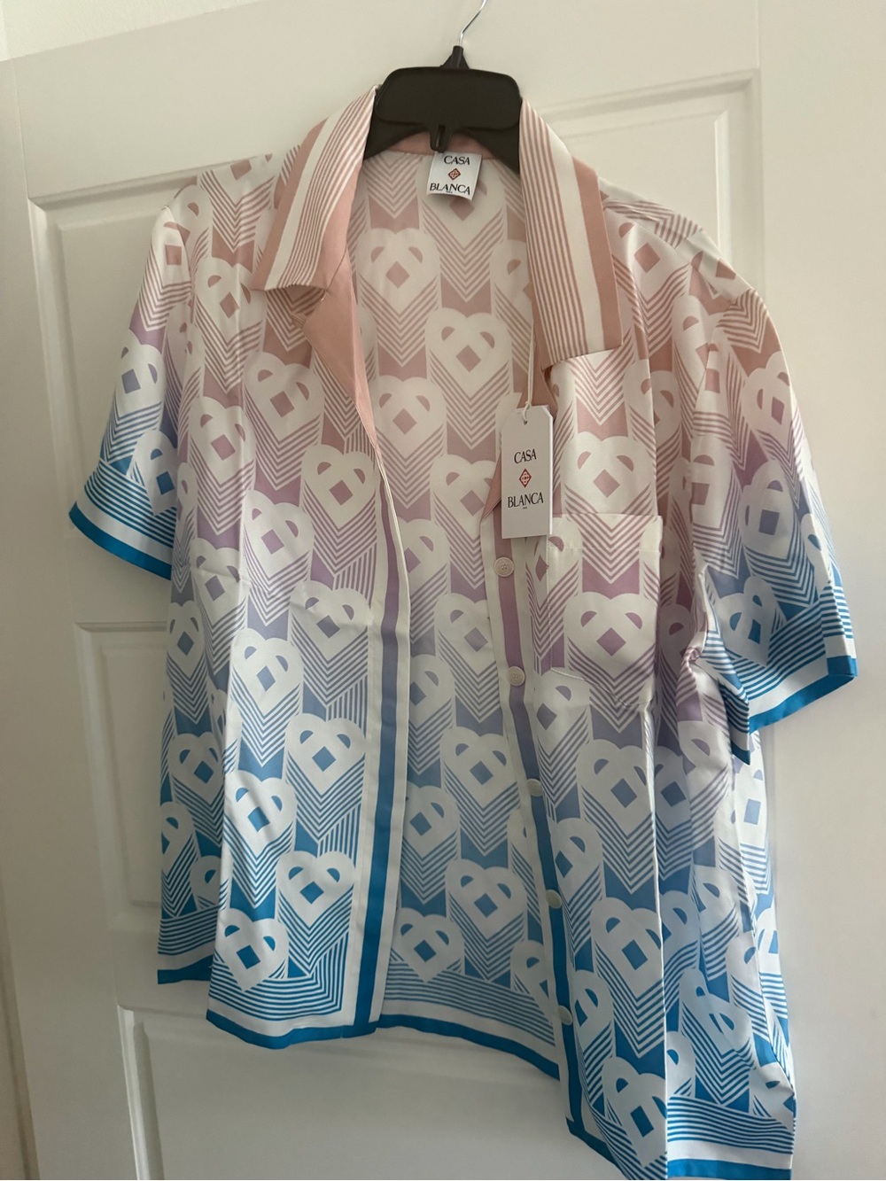 Casa Blanca Pink & Blue Gradient Short-Sleeve Button Shirt